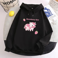 Strawberry Cow Hoodie - The Mage's Emporium Kore Kawaii Kore Kawaii Shopify Collective Used English Japanese Style Comic Book
