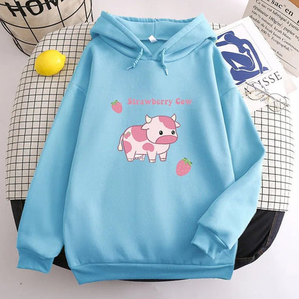 Strawberry Cow Hoodie - The Mage's Emporium Kore Kawaii Kore Kawaii Shopify Collective Used English Japanese Style Comic Book