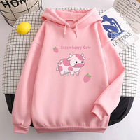Strawberry Cow Hoodie - The Mage's Emporium Kore Kawaii Kore Kawaii Shopify Collective Used English Japanese Style Comic Book