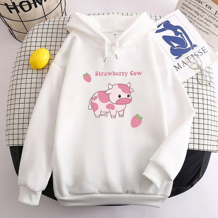 Strawberry Cow Hoodie - The Mage's Emporium Kore Kawaii Kore Kawaii Shopify Collective Used English Japanese Style Comic Book