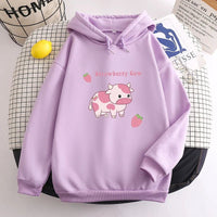 Strawberry Cow Hoodie - The Mage's Emporium Kore Kawaii Kore Kawaii Shopify Collective Used English Japanese Style Comic Book
