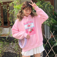Strawberry Milk Hoodie - The Mage's Emporium Kore Kawaii Kore Kawaii Shopify Collective Used English Japanese Style Comic Book