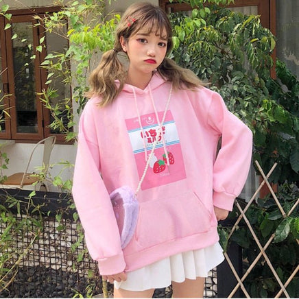 Strawberry Milk Hoodie - The Mage's Emporium Kore Kawaii Kore Kawaii Shopify Collective Used English Japanese Style Comic Book