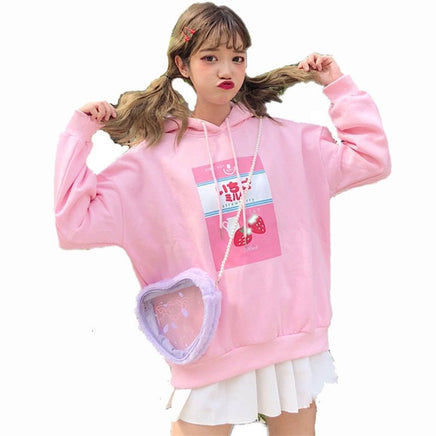 Strawberry Milk Hoodie - The Mage's Emporium Kore Kawaii Kore Kawaii Shopify Collective Used English Japanese Style Comic Book