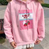 Strawberry Milk Hoodie - The Mage's Emporium Kore Kawaii Kore Kawaii Shopify Collective Used English Japanese Style Comic Book