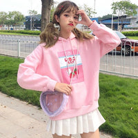 Strawberry Milk Hoodie - The Mage's Emporium Kore Kawaii Kore Kawaii Shopify Collective Used English Japanese Style Comic Book