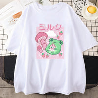 Strawberry Mushroom Frog T-Shirt - The Mage's Emporium Kore Kawaii Kore Kawaii Shopify Collective Used English Japanese Style Comic Book