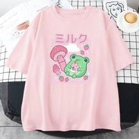Strawberry Mushroom Frog T-Shirt - The Mage's Emporium Kore Kawaii Kore Kawaii Shopify Collective Used English Japanese Style Comic Book