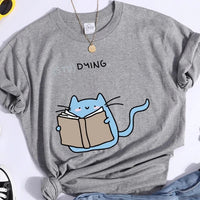 "(STU)DYING" Cat Graphic T-Shirt - The Mage's Emporium Kore Kawaii Kore Kawaii Shopify Collective Used English Japanese Style Comic Book