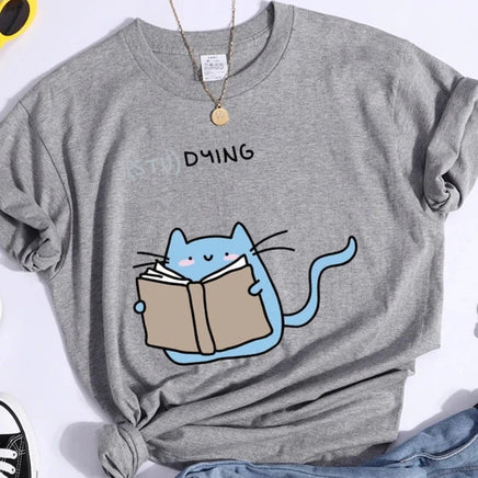 "(STU)DYING" Cat Graphic T-Shirt - The Mage's Emporium Kore Kawaii Kore Kawaii Shopify Collective Used English Japanese Style Comic Book