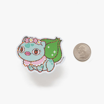 👁👄👁 Stunned Mrs. Bulbasir Holographic Glitter Stickers - The Mage's Emporium Geoffrey Siu Art LLC Geoffrey Siu Art LLC Shopify Collective Used English Vinyl Sticker Japanese Style Comic Book