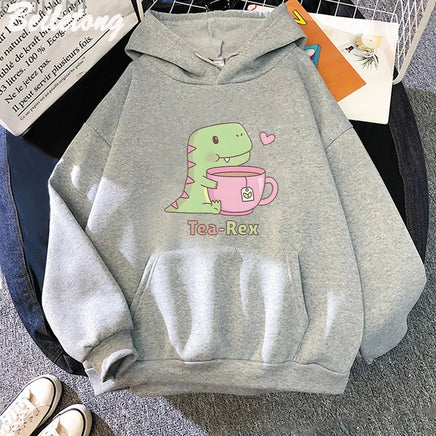 "Tea - Rex" Dinosaur & Tea Lover Hoodie - The Mage's Emporium Kore Kawaii Kore Kawaii Shopify Collective Used English Japanese Style Comic Book