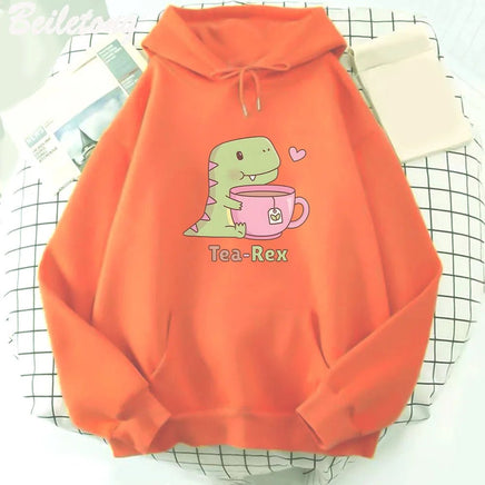 "Tea - Rex" Dinosaur & Tea Lover Hoodie - The Mage's Emporium Kore Kawaii Kore Kawaii Shopify Collective Used English Japanese Style Comic Book