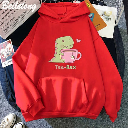 "Tea - Rex" Dinosaur & Tea Lover Hoodie - The Mage's Emporium Kore Kawaii Kore Kawaii Shopify Collective Used English Japanese Style Comic Book