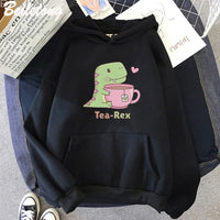 "Tea - Rex" Dinosaur & Tea Lover Hoodie - The Mage's Emporium Kore Kawaii Kore Kawaii Shopify Collective Used English Japanese Style Comic Book