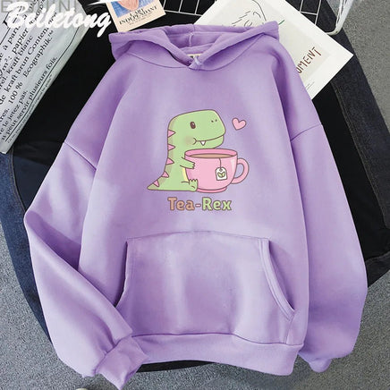 "Tea - Rex" Dinosaur & Tea Lover Hoodie - The Mage's Emporium Kore Kawaii Kore Kawaii Shopify Collective Used English Japanese Style Comic Book