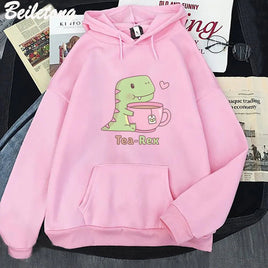 "Tea - Rex" Dinosaur & Tea Lover Hoodie - The Mage's Emporium Kore Kawaii Kore Kawaii Shopify Collective Used English Japanese Style Comic Book