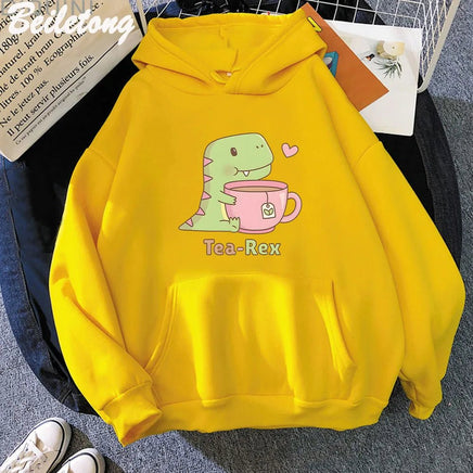 "Tea - Rex" Dinosaur & Tea Lover Hoodie - The Mage's Emporium Kore Kawaii Kore Kawaii Shopify Collective Used English Japanese Style Comic Book