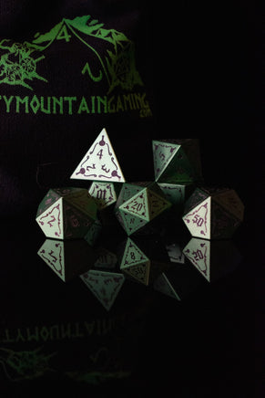 The Mad Scientist Aluminum Metal Dice Set - The Mage's Emporium Misty Mountain Gaming Misty Mountain Gaming Shopify Collective Used English Aluminum Japanese Style Comic Book