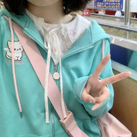 Turquoise Angel Cat Hoodie - The Mage's Emporium Kore Kawaii Kore Kawaii Shopify Collective Used English Japanese Style Comic Book