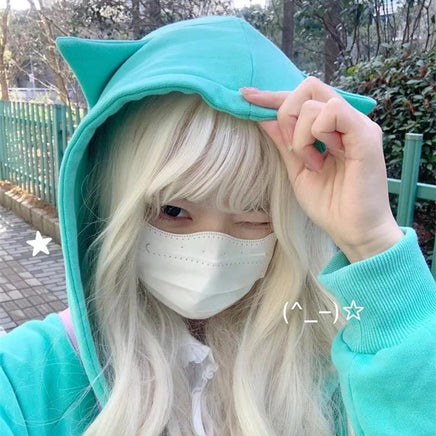 Turquoise Angel Cat Hoodie - The Mage's Emporium Kore Kawaii Kore Kawaii Shopify Collective Used English Japanese Style Comic Book